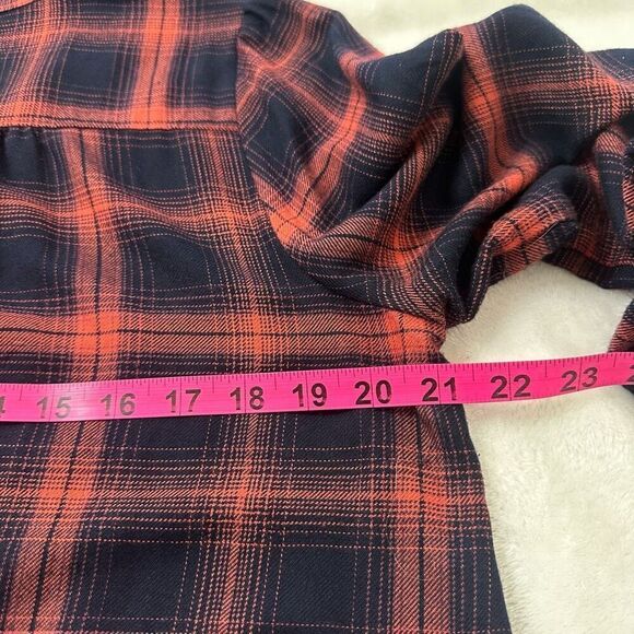 Loft Women's M Button Up Plaid Shirt Dress Blue Red Long Sleeve Modest - Picture 9 of 10